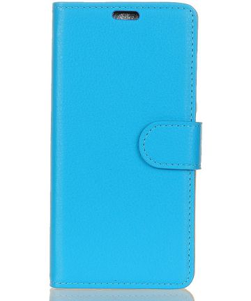 Alcatel 1 Lederen Wallet Stand Hoesje Blauw Hoesjes