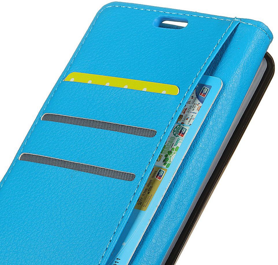 Alcatel 1 Lederen Wallet Stand Hoesje Blauw afbeelding 5