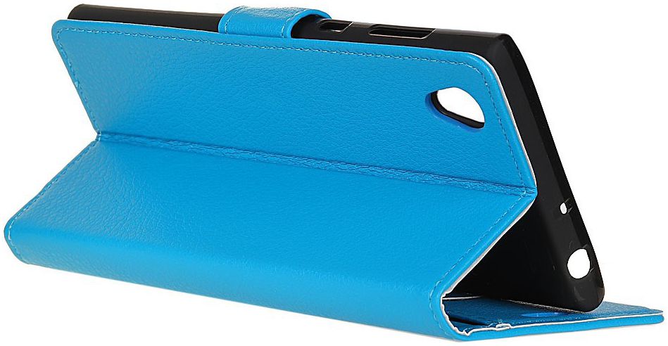 Alcatel 1 Lederen Wallet Stand Hoesje Blauw afbeelding 6