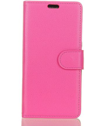 Alcatel 1 Lederen Wallet Stand Hoesje Roze Hoesjes