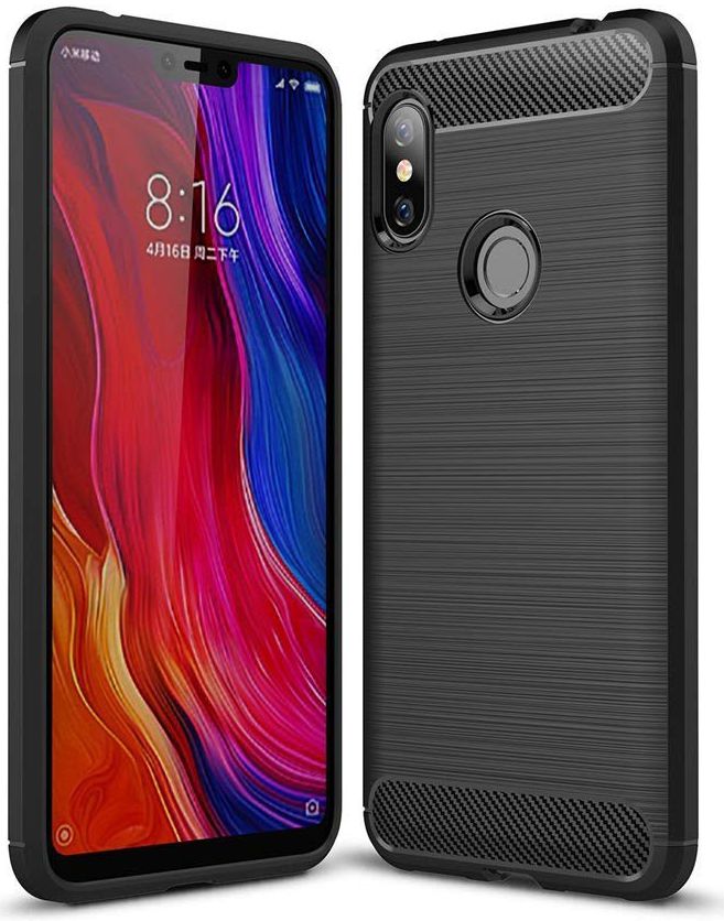 Xiaomi Redmi Note 6 Pro Geborsteld TPU Hoesje Zwart afbeelding 1