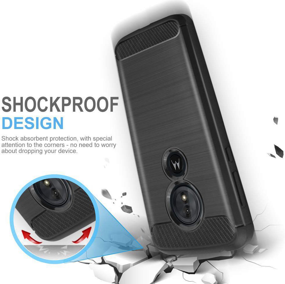 Motorola Moto E5 Play Geborsteld TPU Hoesje Zwart afbeelding 2