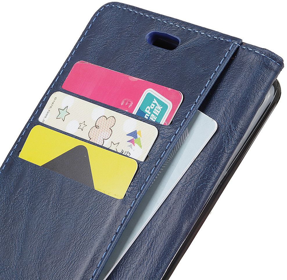 Alcatel 1 Crazy Horse Wallet Stand Hoesje Blauw afbeelding 5