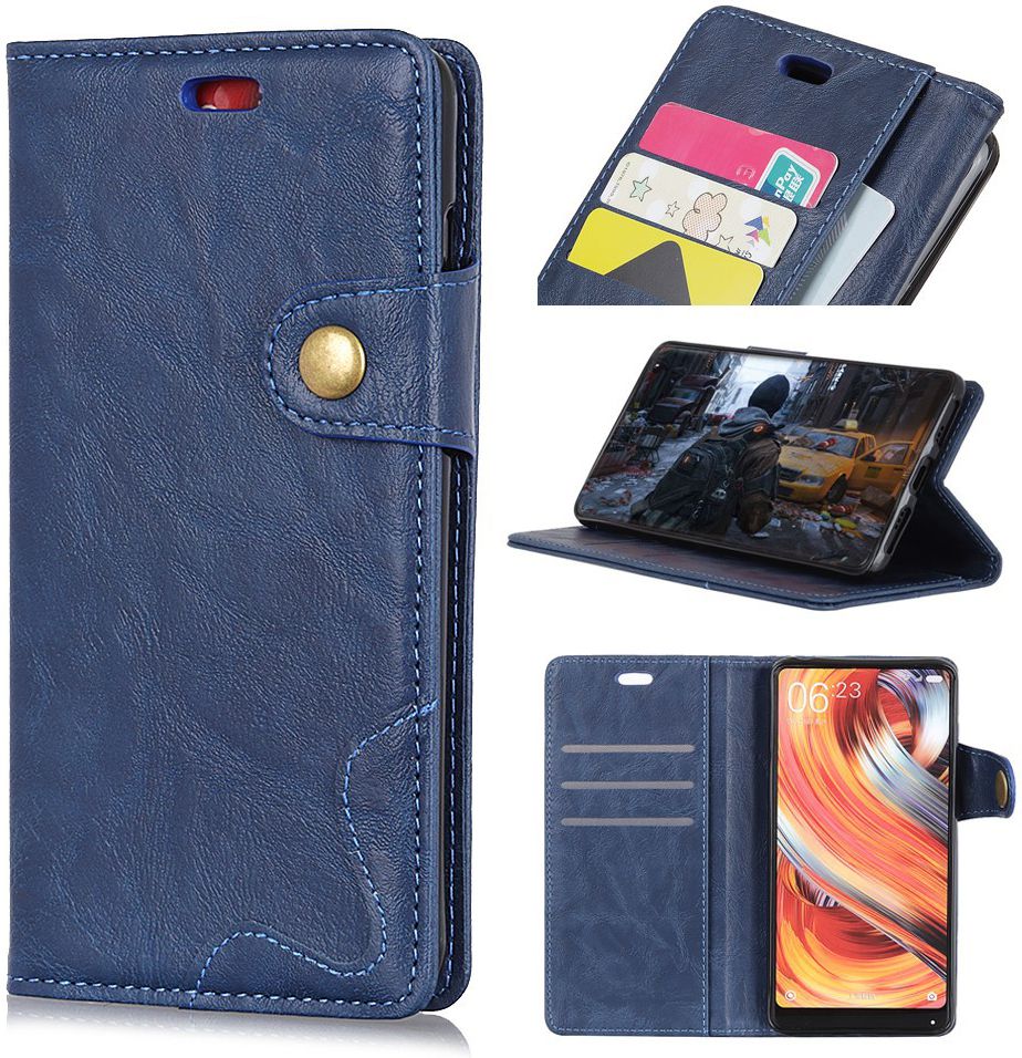 Alcatel 1 Crazy Horse Wallet Stand Hoesje Blauw afbeelding 6