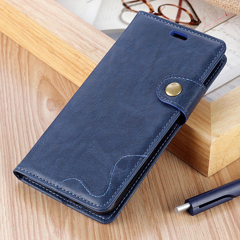 Alcatel 1 Crazy Horse Wallet Stand Hoesje Blauw afbeelding 8