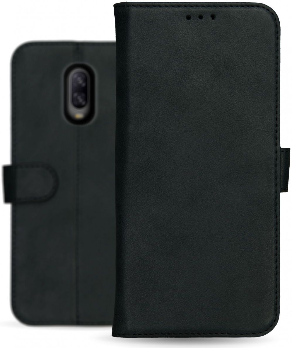 Rosso Deluxe OnePlus 6T Hoesje Echt Leer Book Case Zwart afbeelding 12