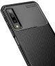 Samsung Galaxy A7 2018 Siliconen Carbon Hoesje Zwart