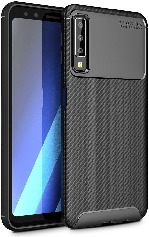 Samsung Galaxy A7 2018 Siliconen Carbon Hoesje Zwart afbeelding 1