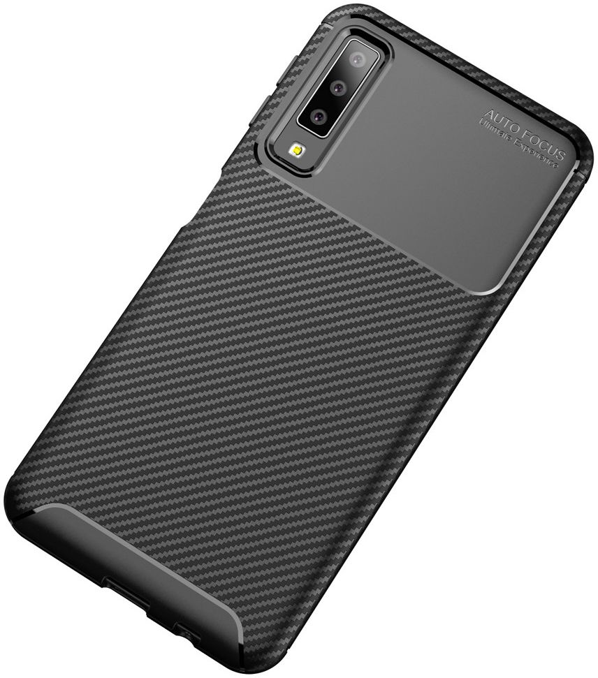 Samsung Galaxy A7 2018 Siliconen Carbon Hoesje Zwart afbeelding 11