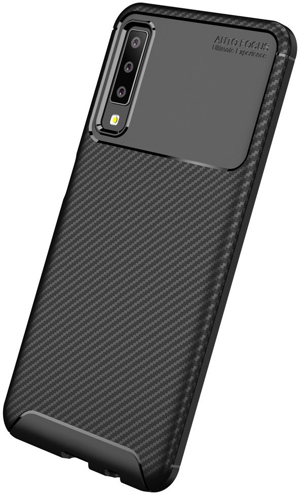 Samsung Galaxy A7 2018 Siliconen Carbon Hoesje Zwart afbeelding 2