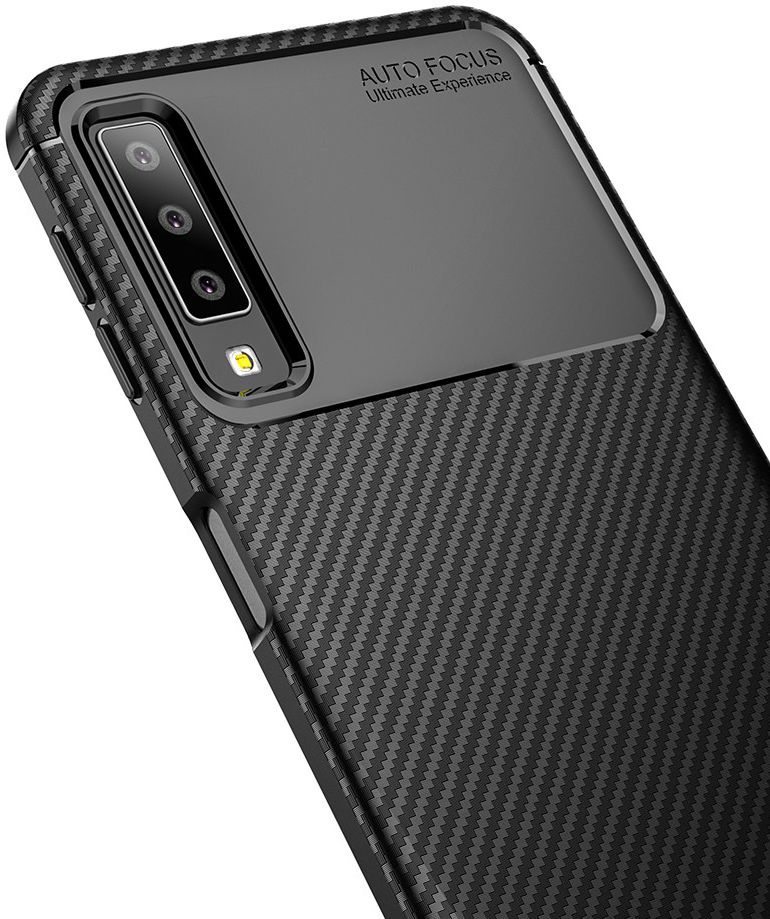 Samsung Galaxy A7 2018 Siliconen Carbon Hoesje Zwart afbeelding 4