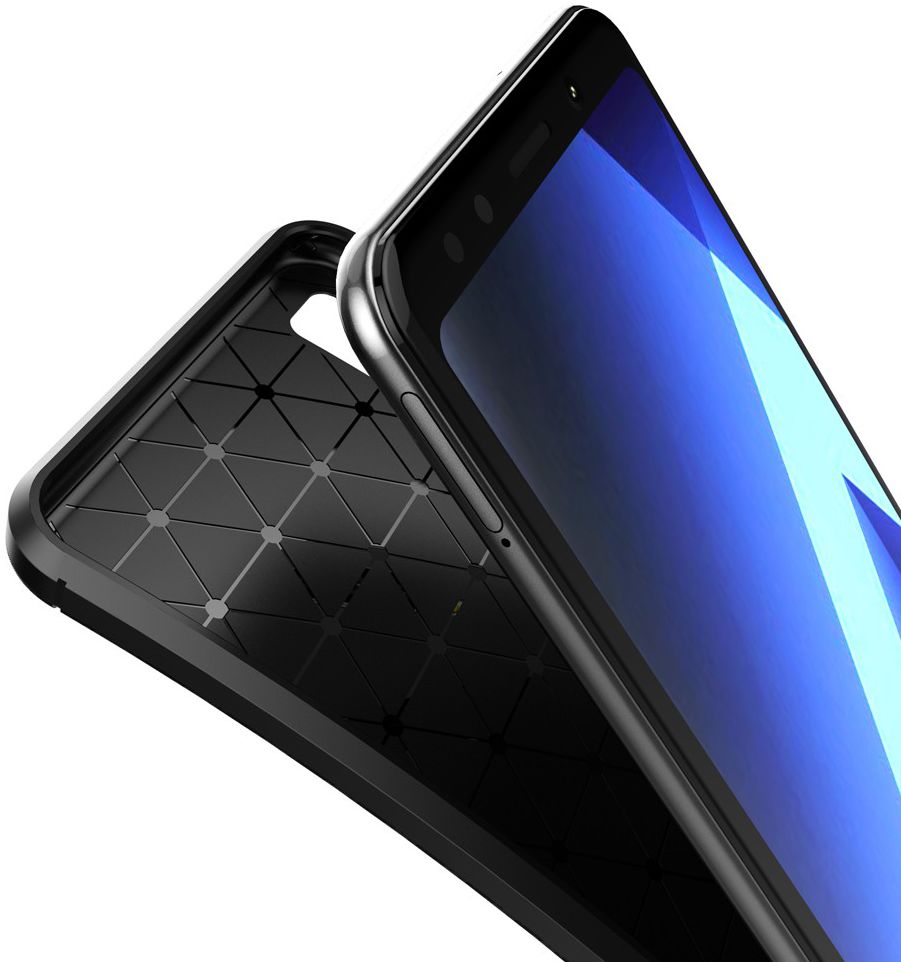 Samsung Galaxy A7 2018 Siliconen Carbon Hoesje Zwart afbeelding 9