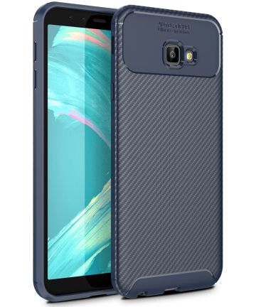 Samsung Galaxy J4 Plus Siliconen Carbon Hoesje Blauw Hoesjes
