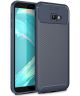 Samsung Galaxy J4 Plus Siliconen Carbon Hoesje Blauw