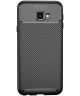 Samsung Galaxy J4 Plus Siliconen Carbon Hoesje Zwart