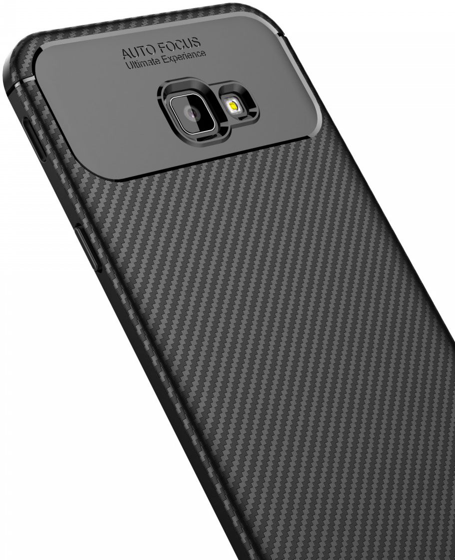Samsung Galaxy J4 Plus Siliconen Carbon Hoesje Zwart afbeelding 5