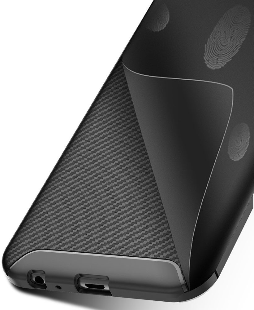 Samsung Galaxy J4 Plus Siliconen Carbon Hoesje Zwart afbeelding 6
