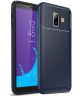 Samsung Galaxy J6 Plus Siliconen Carbon Hoesje Blauw