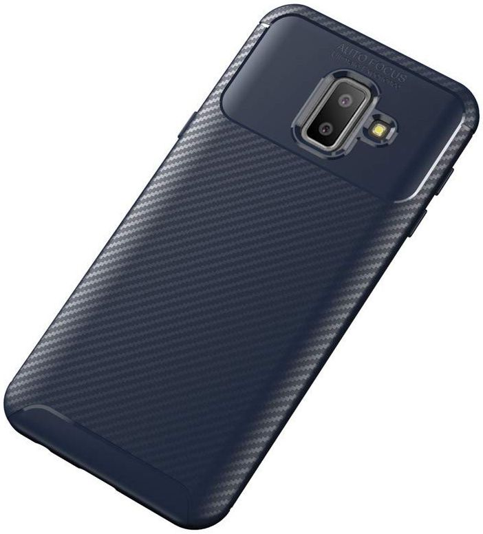 Samsung Galaxy J6 Plus Siliconen Carbon Hoesje Blauw afbeelding 2
