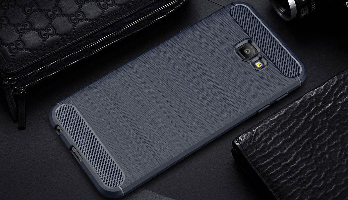 Samsung Galaxy J4 Plus Geborsteld TPU Hoesje Blauw afbeelding 2