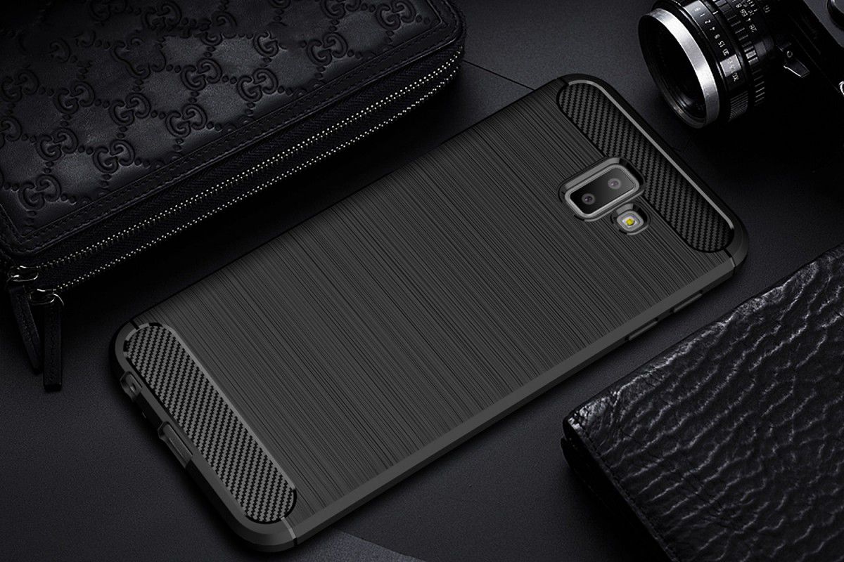 Samsung Galaxy J6 Plus Geborsteld TPU Hoesje Zwart afbeelding 11