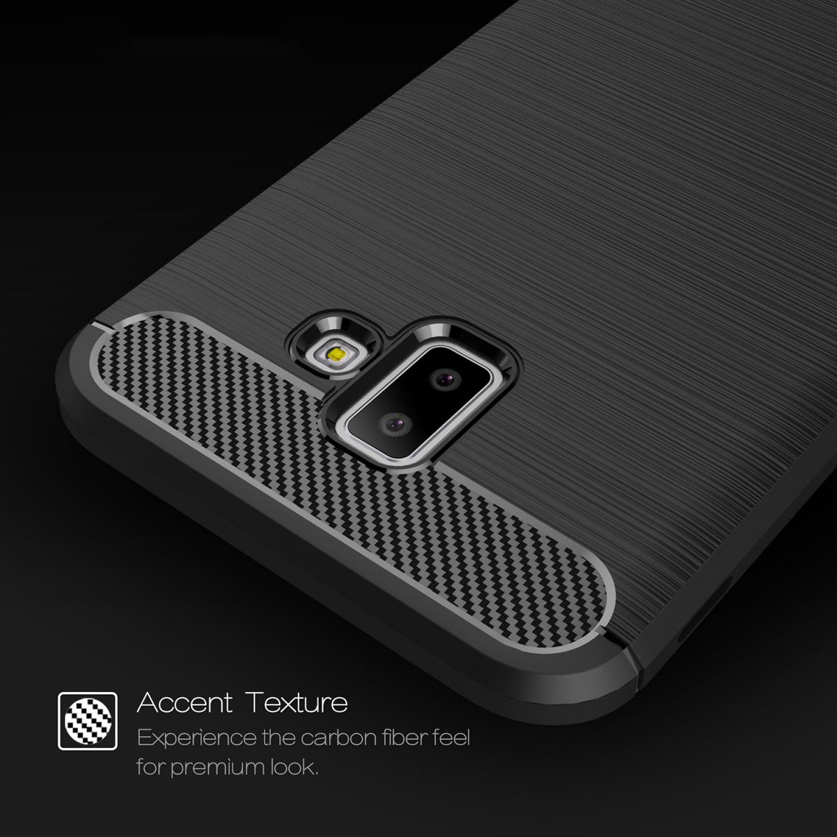 Samsung Galaxy J6 Plus Geborsteld TPU Hoesje Zwart afbeelding 7