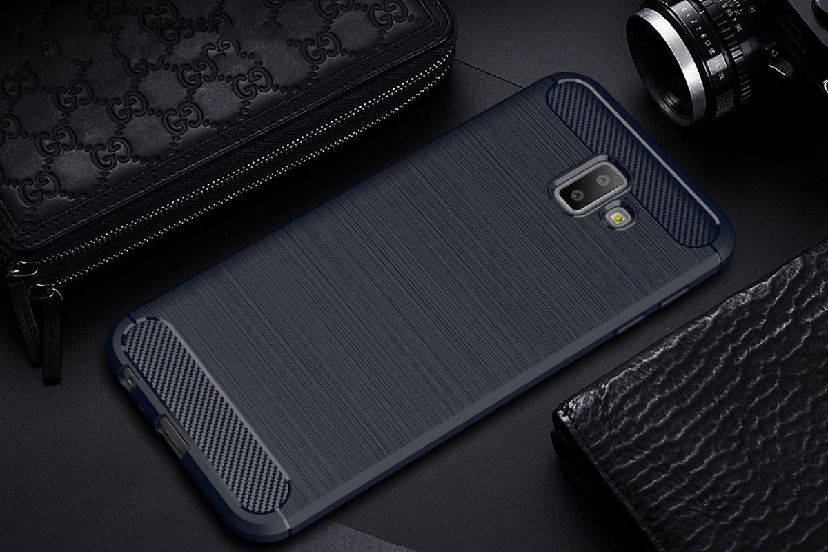 Samsung Galaxy J6 Plus Geborsteld TPU Hoesje Blauw afbeelding 2