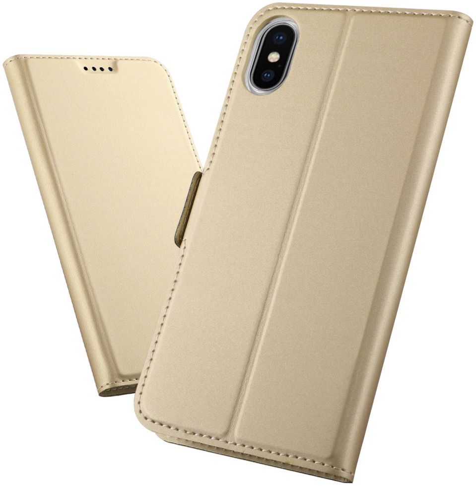 Apple iPhone XR Flip Hoesje met Kaart Houder Goud afbeelding 1