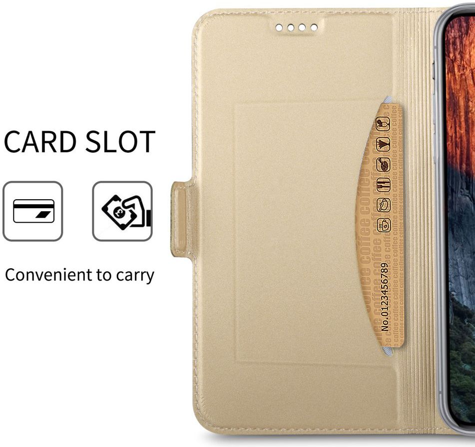 Apple iPhone XR Flip Hoesje met Kaart Houder Goud afbeelding 3