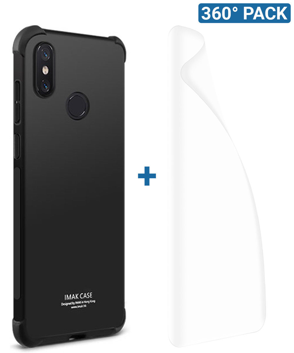 IMAK Xiaomi Mi A2 Lite Hoesje TPU met Screenprotector Metaal Zwart afbeelding 1