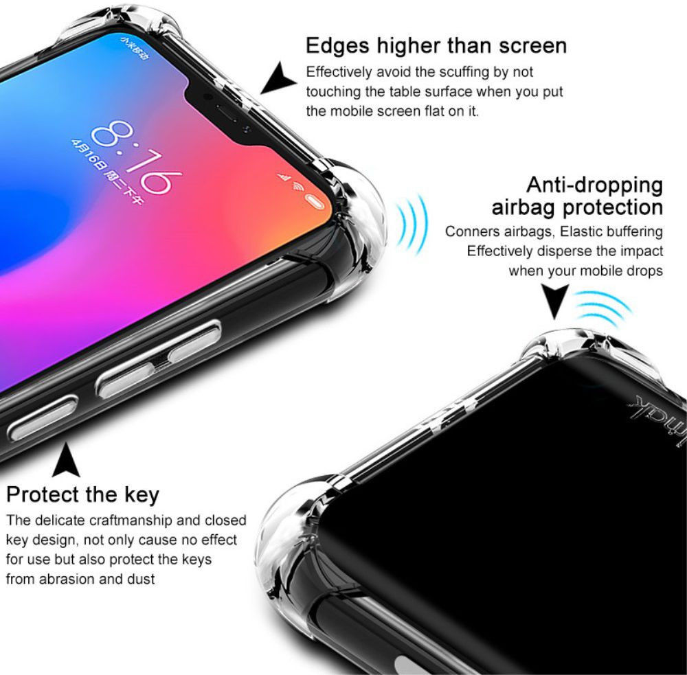 IMAK Xiaomi Mi A2 Lite Hoesje TPU met Screenprotector Metaal Zwart afbeelding 4