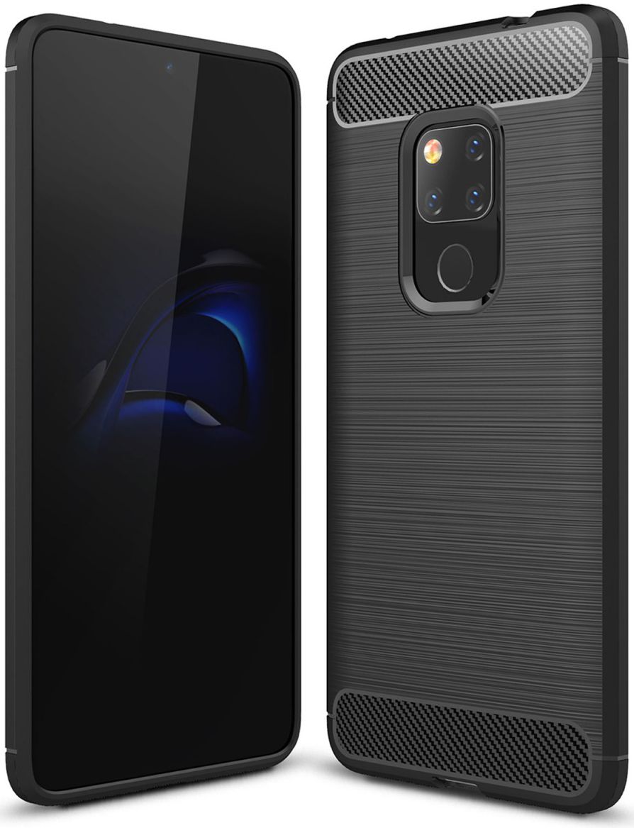 Huawei Mate 20 Geborsteld TPU Hoesje Zwart afbeelding 1