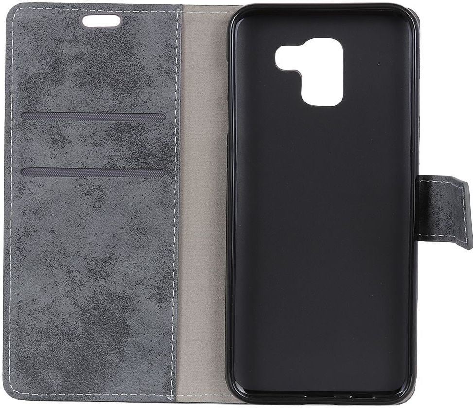 Samsung Galaxy J6 Plus Vintage Wallet Case Hoesje Grijs afbeelding 5