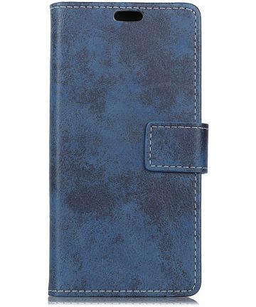 Samsung Galaxy J6 Plus Vintage Wallet Case Hoesje Blauw Hoesjes