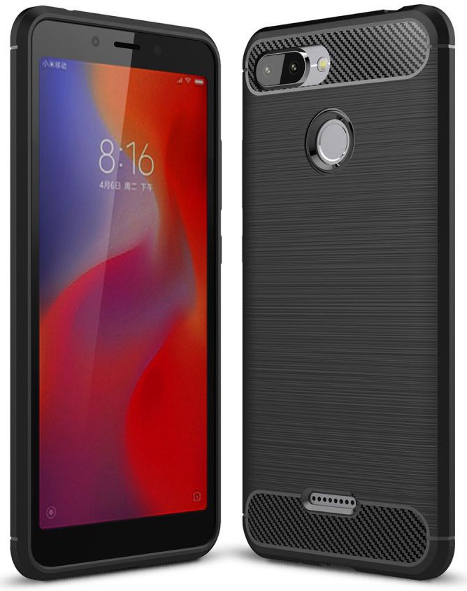 Xiaomi Redmi 6 Geborsteld TPU Hoesje Zwart afbeelding 1