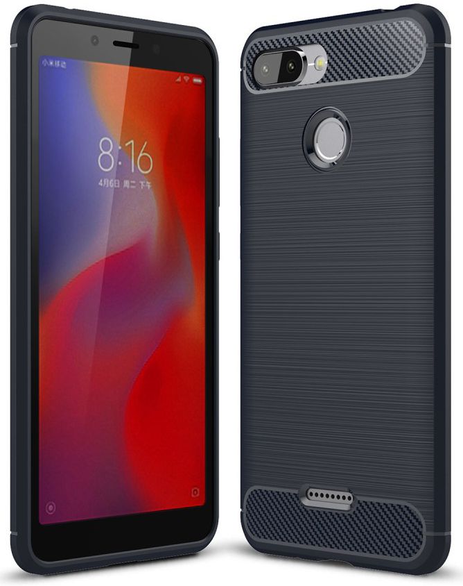 Xiaomi Redmi 6 Geborsteld TPU Hoesje Blauw afbeelding 1