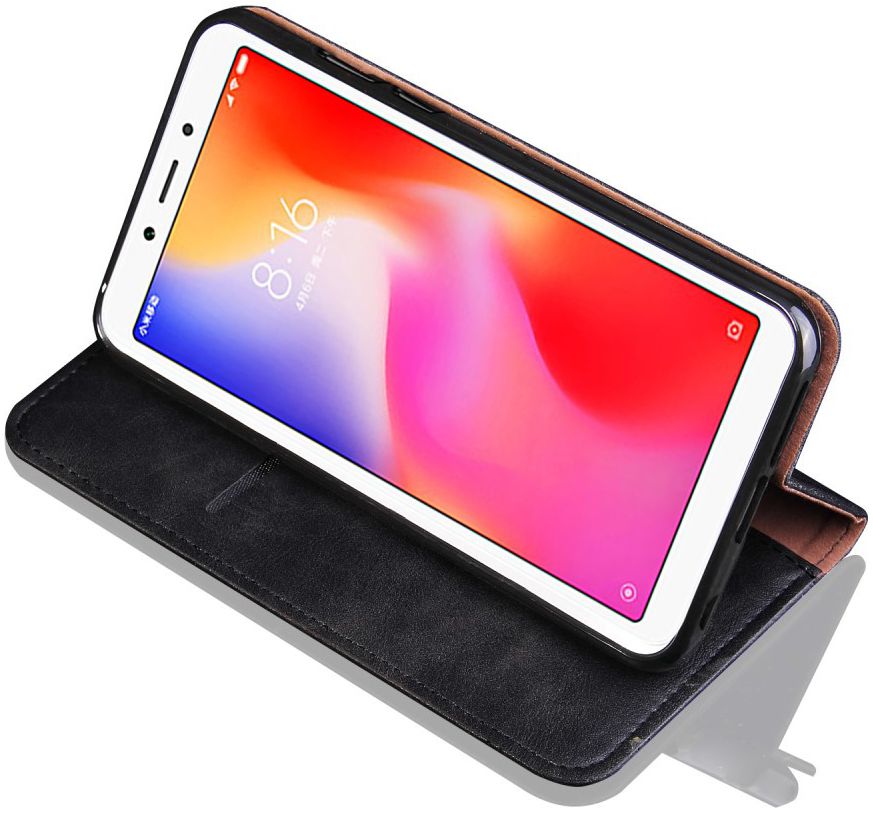 Xiaomi Redmi 6 Retro Style Wallet Flip Case Zwart afbeelding 3