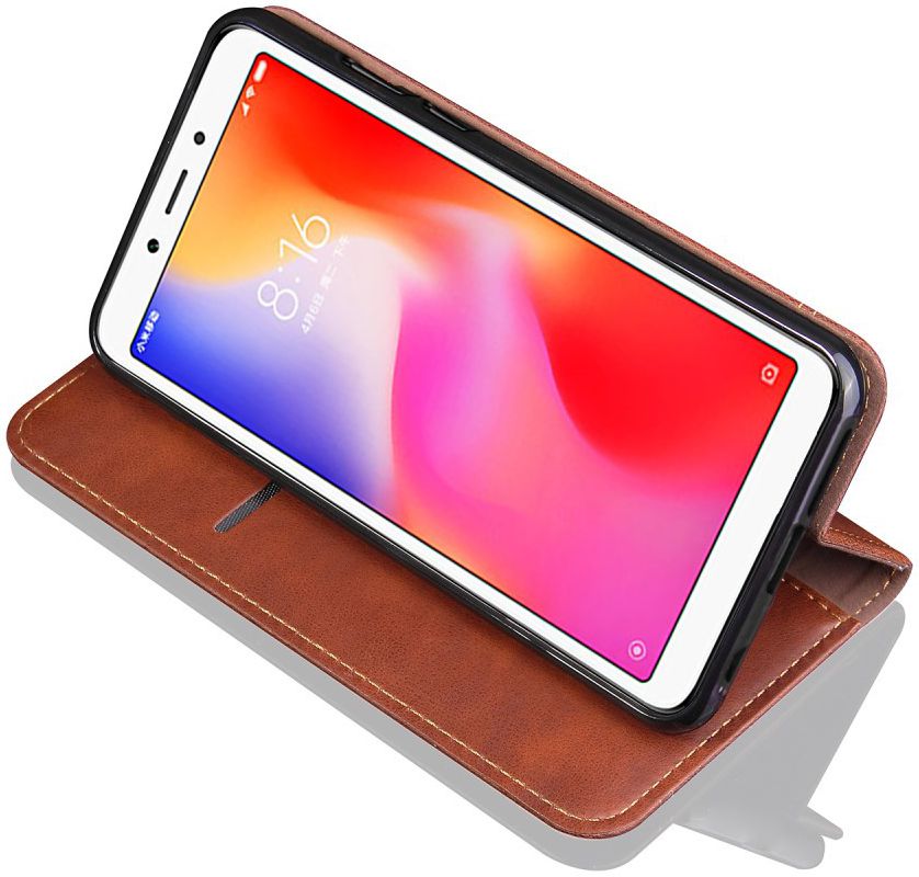 Xiaomi Redmi 6 Retro Style Wallet Flip Case Bruin afbeelding 3
