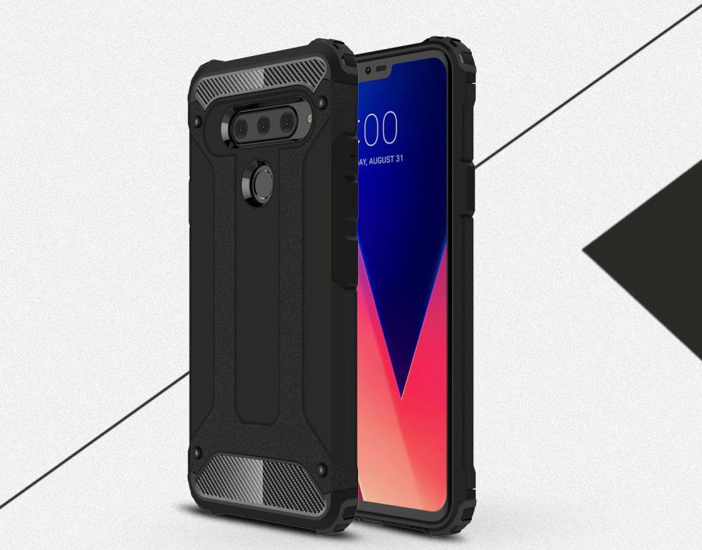 LG V40 Hybride Hoesje Zwart afbeelding 2