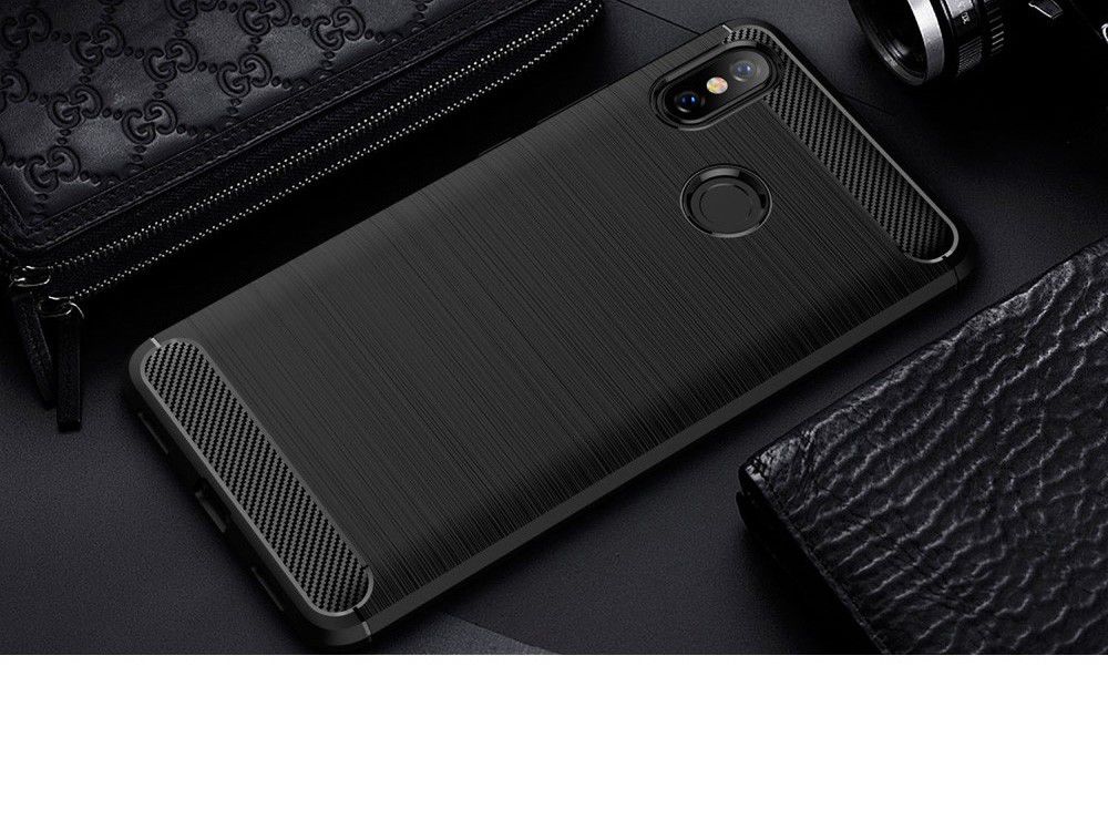 Xiaomi Mi Max 3 Geborsteld TPU Hoesje Zwart afbeelding 2