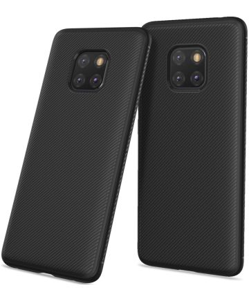 Huawei Mate 20 Pro Twill Slim Texture Back Cover Zwart Hoesjes