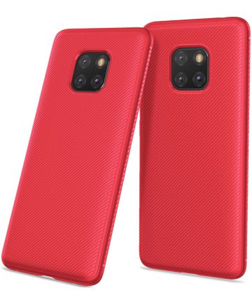 Huawei Mate 20 Pro Twill Slim Texture Back Cover Rood Hoesjes
