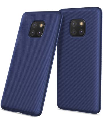 Huawei Mate 20 Pro Twill Slim Texture Back Cover Blauw Hoesjes