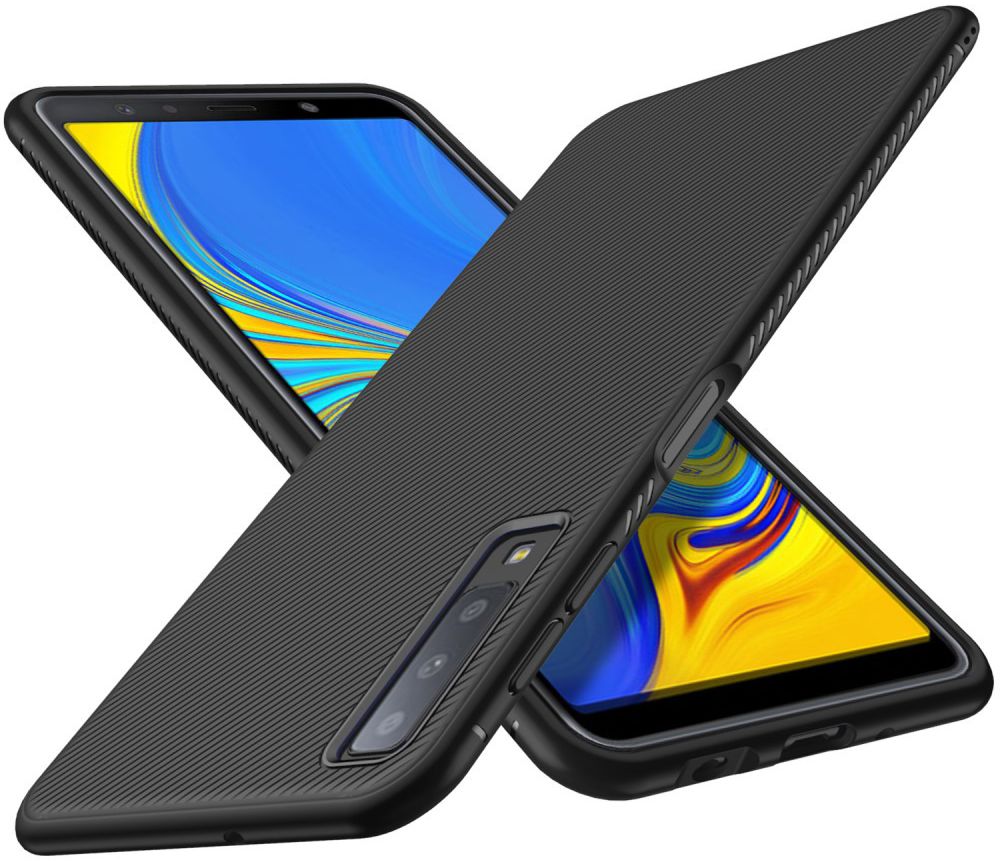 Samsung Galaxy A7 2018 Twill Slim Texture Back Cover Zwart afbeelding 1