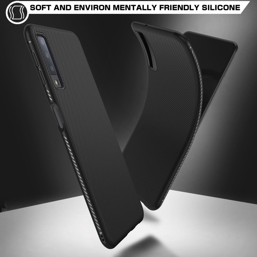 Samsung Galaxy A7 2018 Twill Slim Texture Back Cover Zwart afbeelding 6