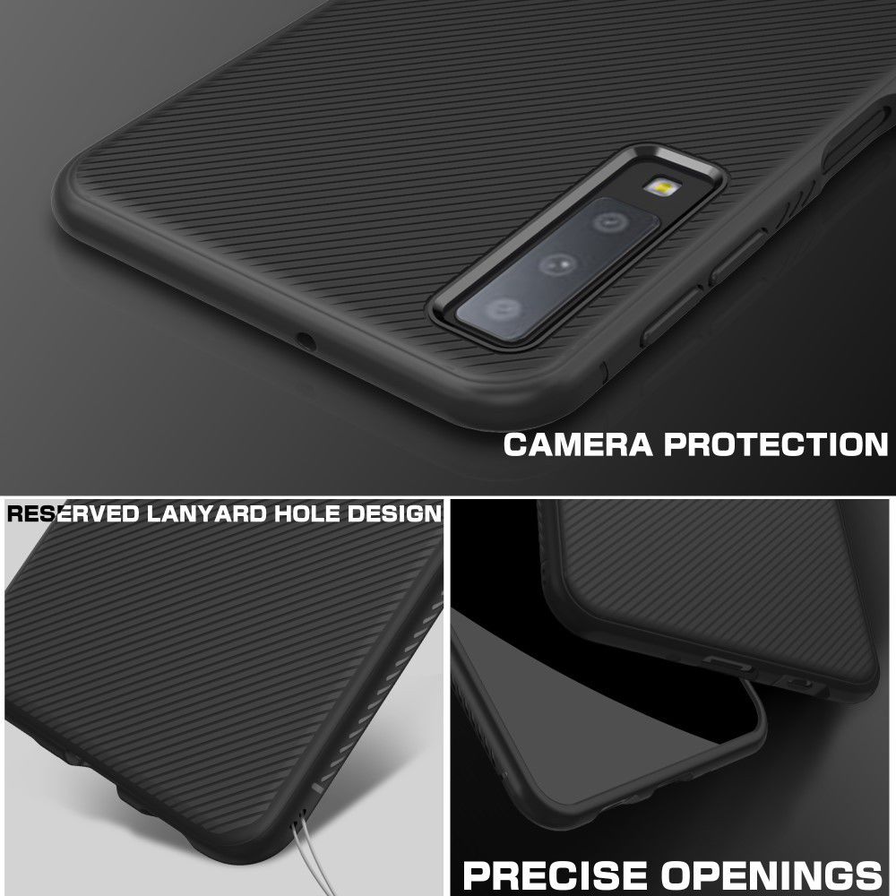 Samsung Galaxy A7 2018 Twill Slim Texture Back Cover Zwart afbeelding 7