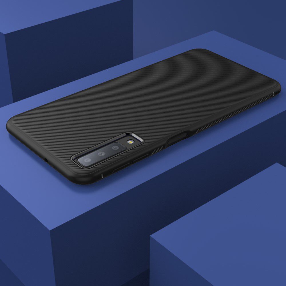 Samsung Galaxy A7 2018 Twill Slim Texture Back Cover Zwart afbeelding 4