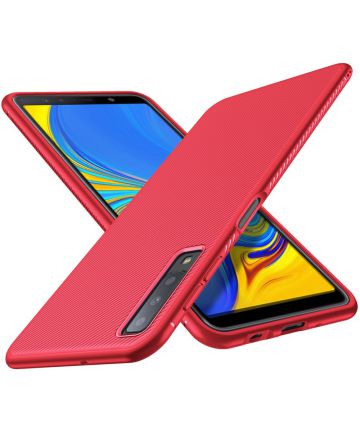 Samsung Galaxy A7 2018 Twill Slim Texture Back Cover Rood Hoesjes