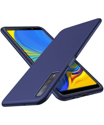 Samsung Galaxy A7 2018 Twill Slim Texture Back Cover Blauw Hoesjes