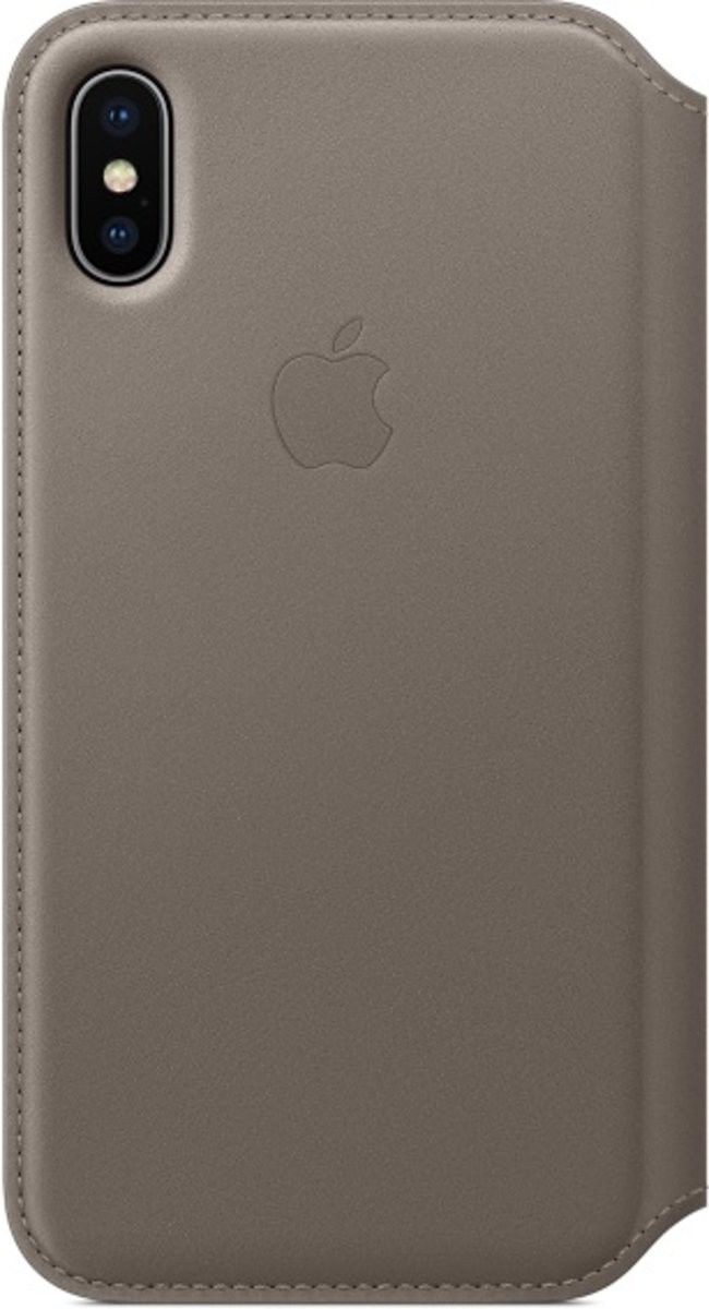 Originele Apple iPhone XS / X Leather Folio Taupe afbeelding 2